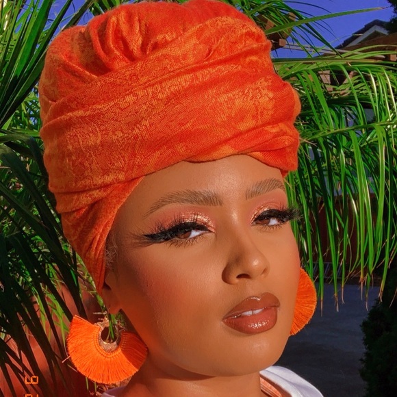 Burnt Pumpkin Orange Headwrap - Picture 2 of 7